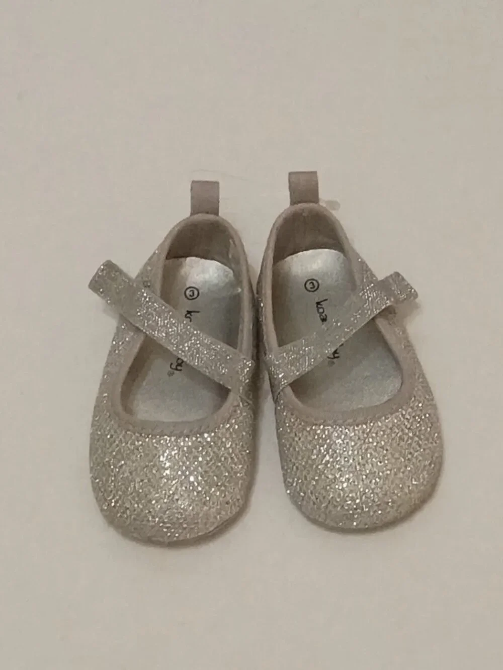 KoalaBaby Girls Shoes Size 3 | Silver Glitter Mary Janes